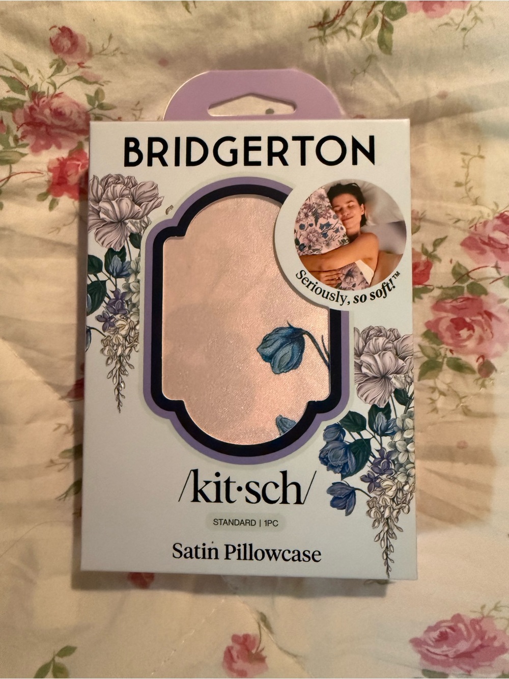 NEW Kitsch x Bridgerton Satin Pillowcase Wisteria Floral Standard Beauty Sleep